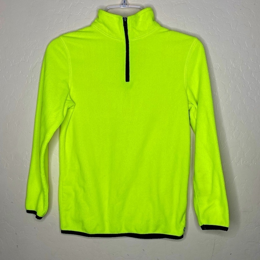 Boys Quarter Zip Up Pullover Sweater Lime Green Size M